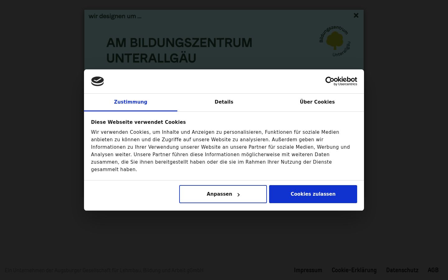 Képernyőkép a bármilyen interakció előtt megjelenő hozzájárulási bannerről