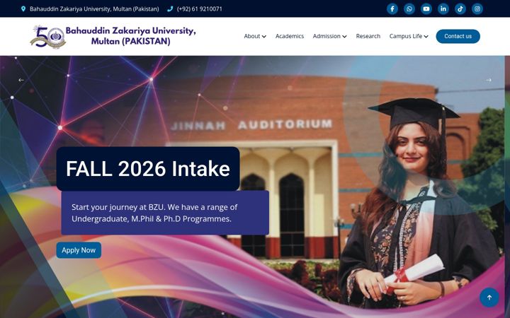 Screenshot of bzu.edu.pk