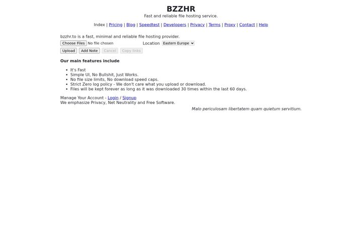 Screenshot of bzzhr.to