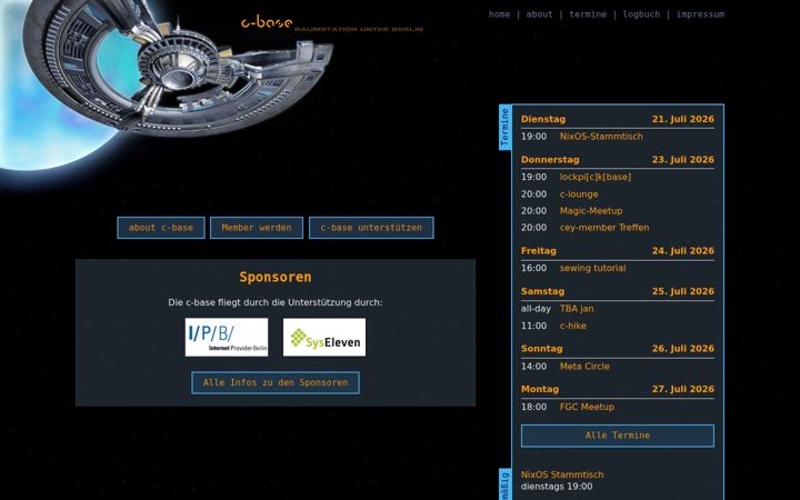 Posnetek zaslona c-base.org