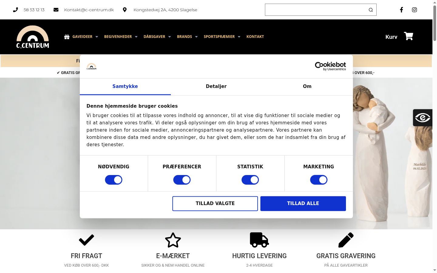 Captura de ecrã do banner de consentimento apresentado antes de qualquer interação