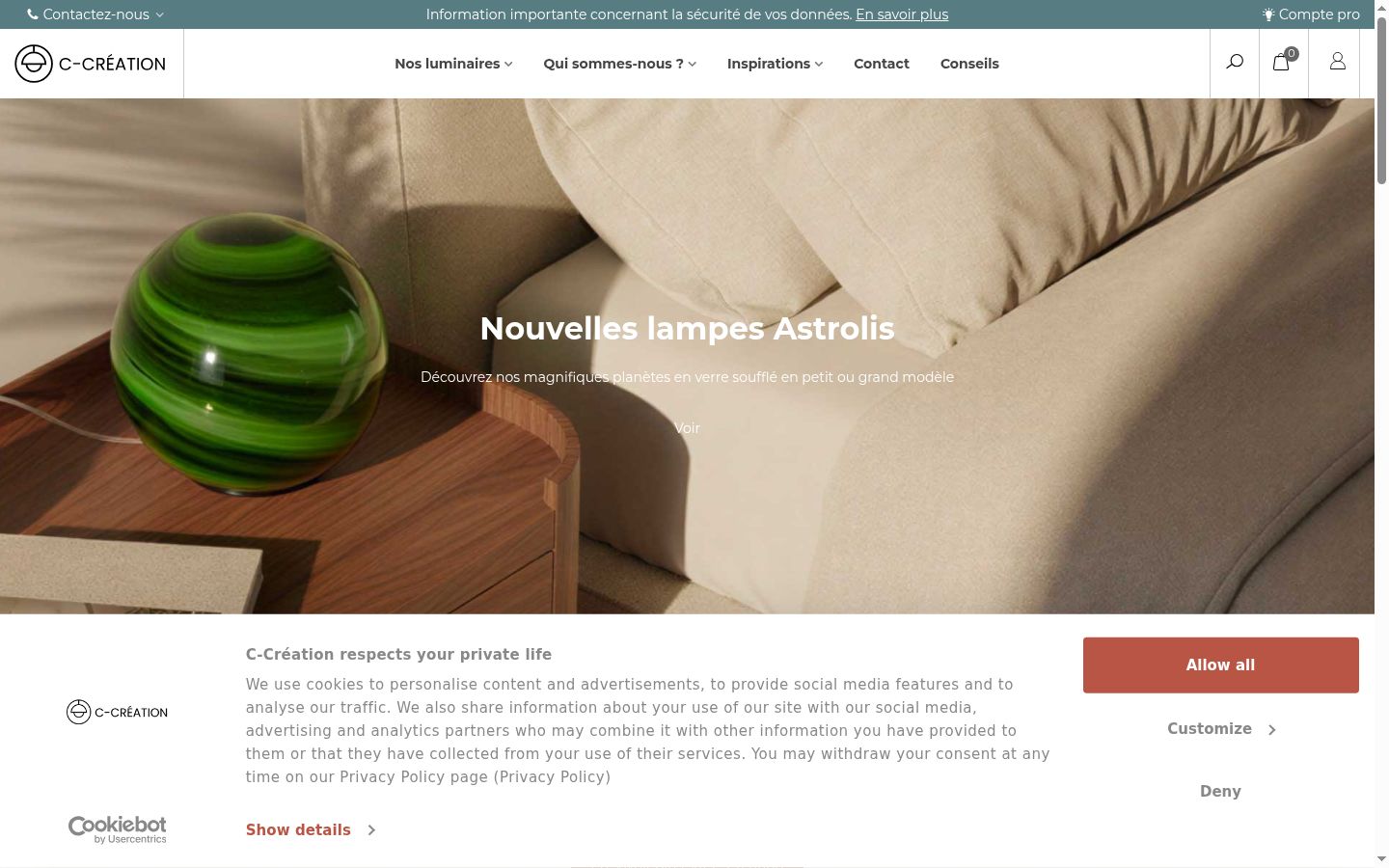 Screenshot of the consent banner shown before any interaction