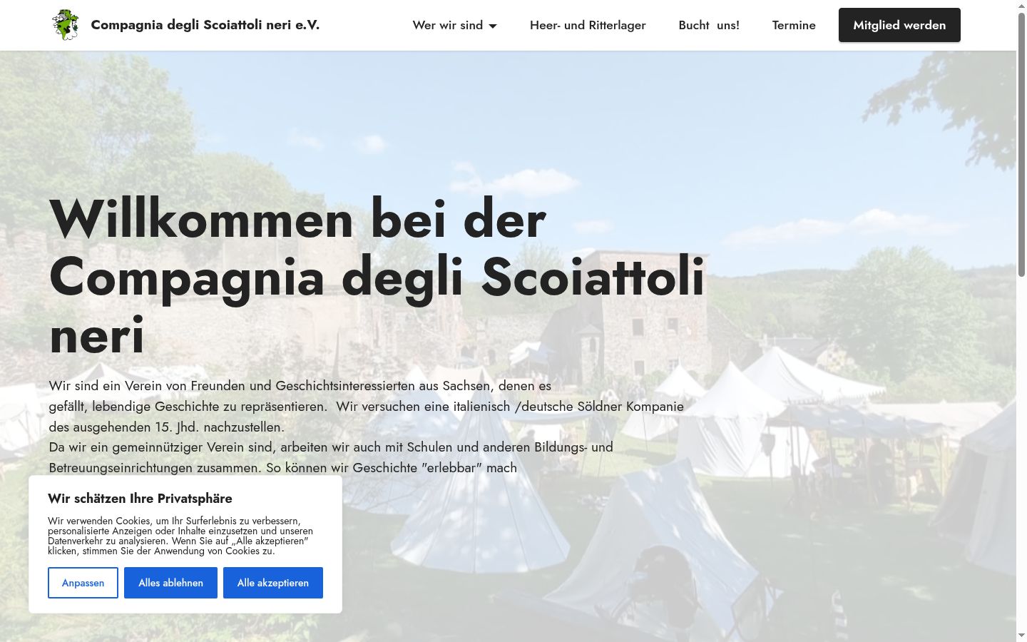 Screenshot del banner di consenso mostrato prima di qualsiasi interazione