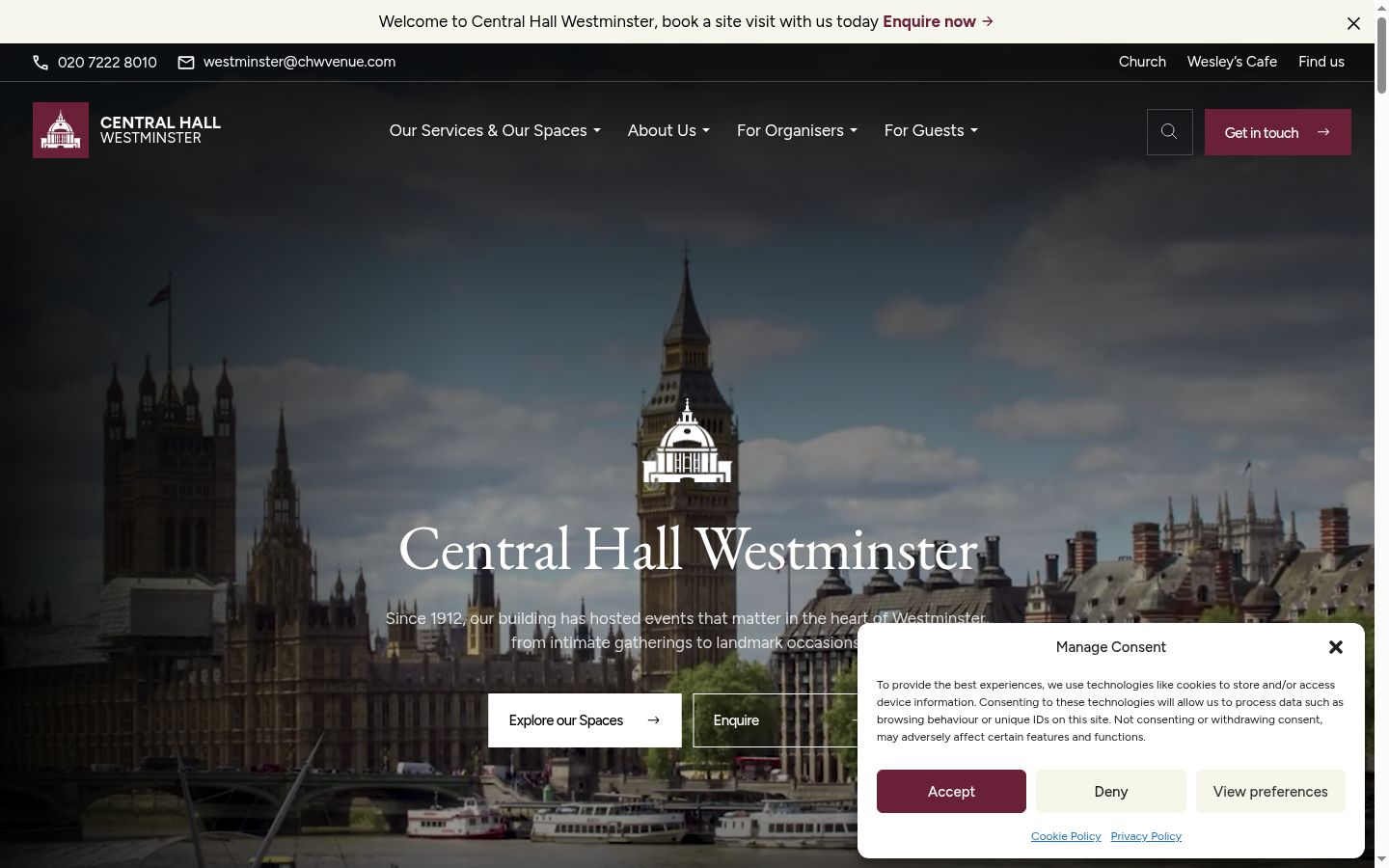 Screenshot of the consent banner shown before any interaction