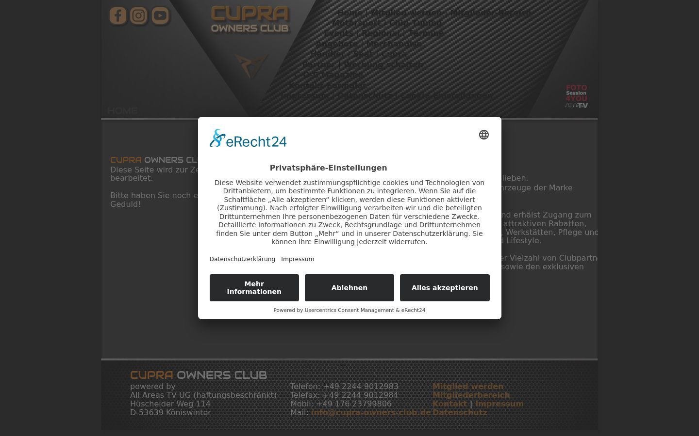 Screenshot of the consent banner shown before any interaction