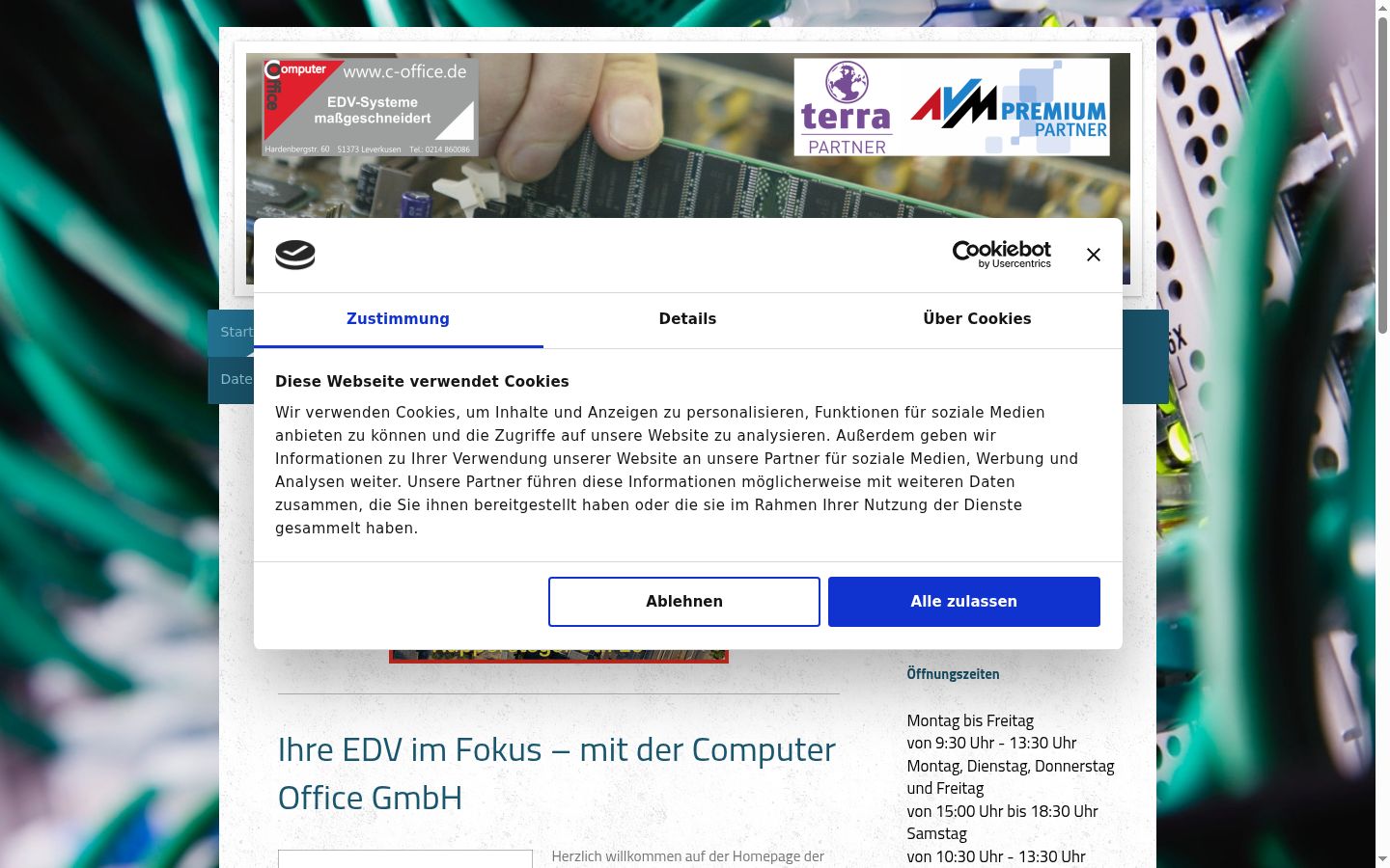 Screenshot of the consent banner shown before any interaction