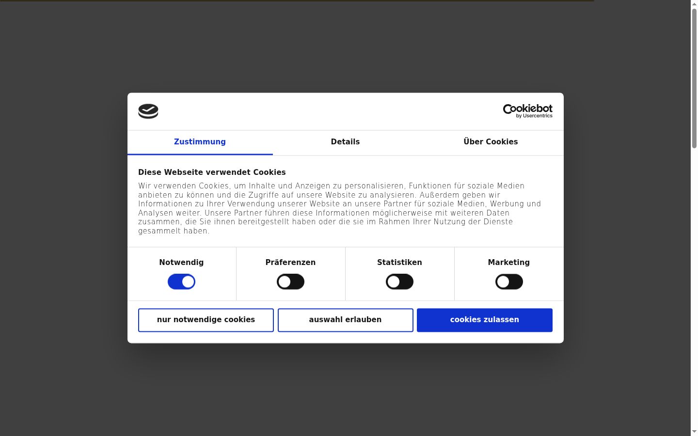Capture d'écran de la bannière de consentement affichée avant toute interaction