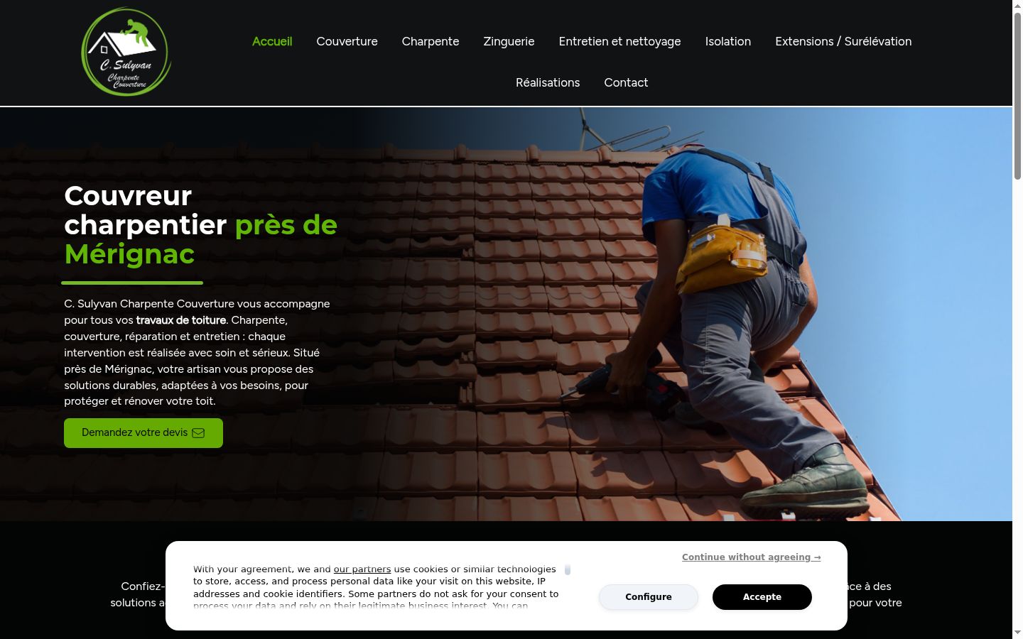 Screenshot of the consent banner shown before any interaction