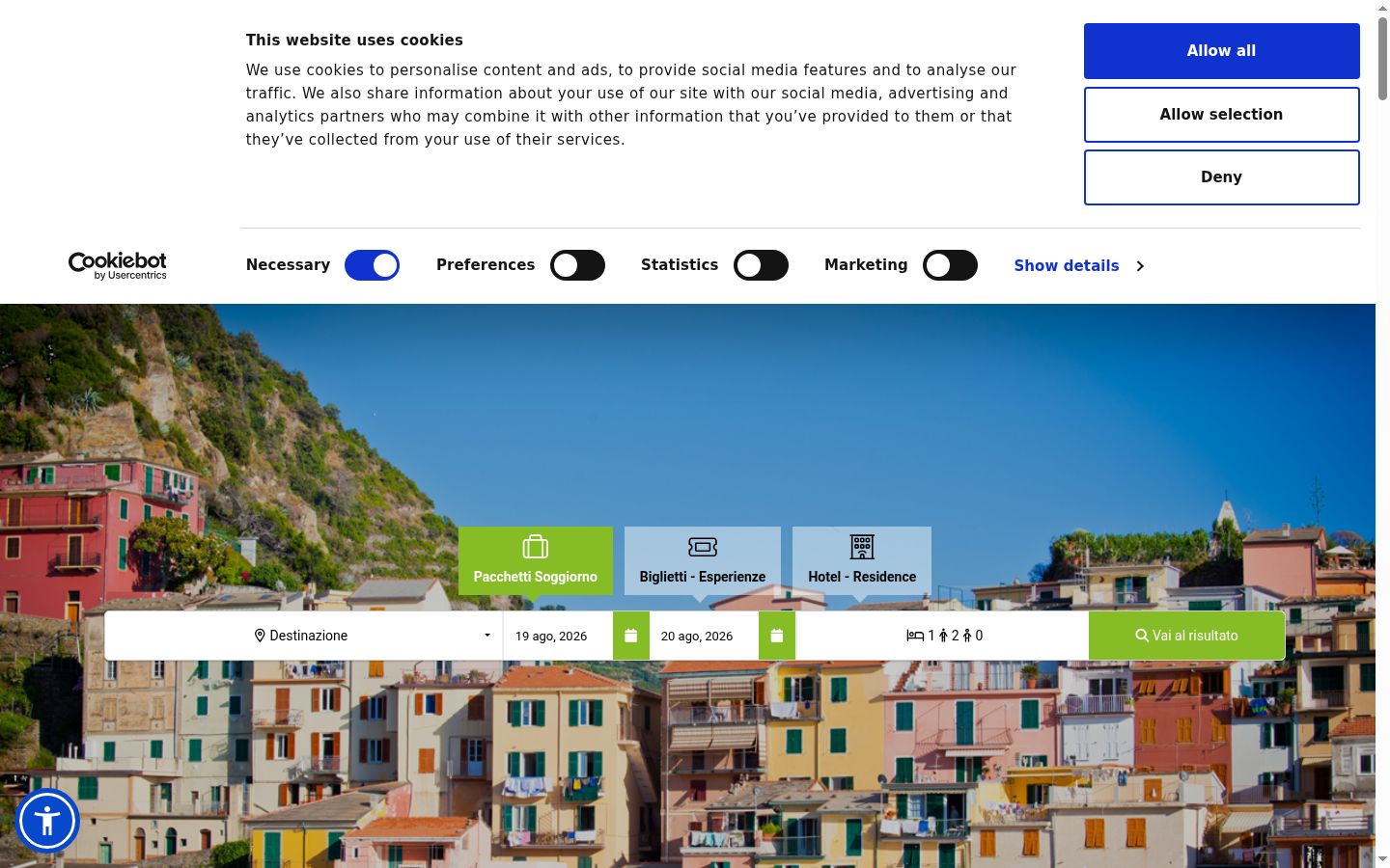 Screenshot of the consent banner shown before any interaction