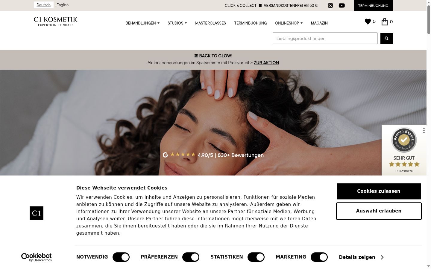 Capture d'écran de la bannière de consentement affichée avant toute interaction