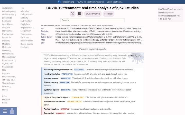 Screenshot of c19early.org