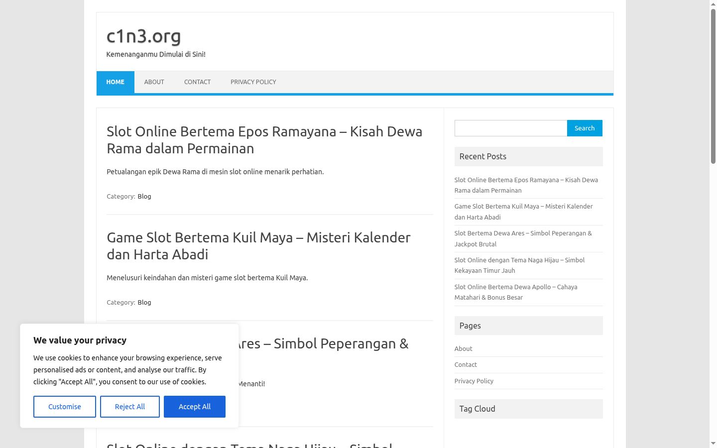 Screenshot del banner di consenso mostrato prima di qualsiasi interazione