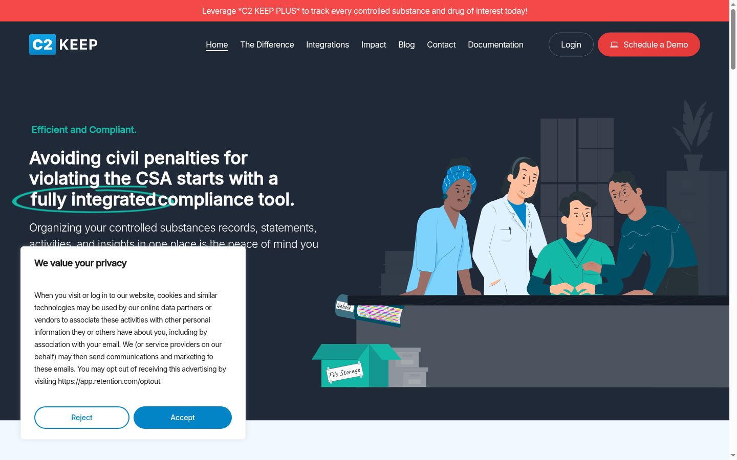 Screenshot of the consent banner shown before any interaction