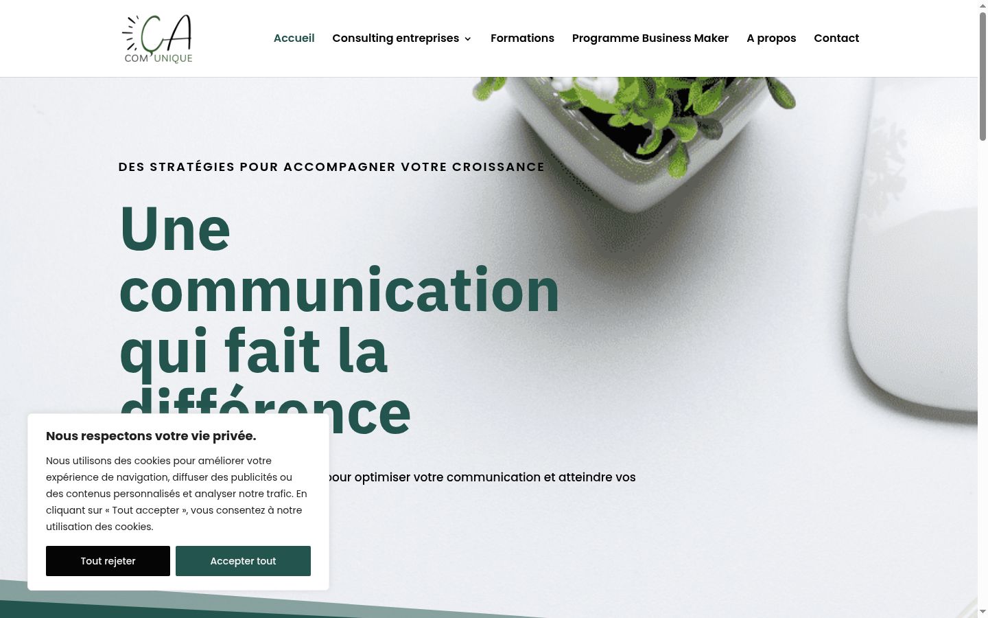 Screenshot of the consent banner shown before any interaction