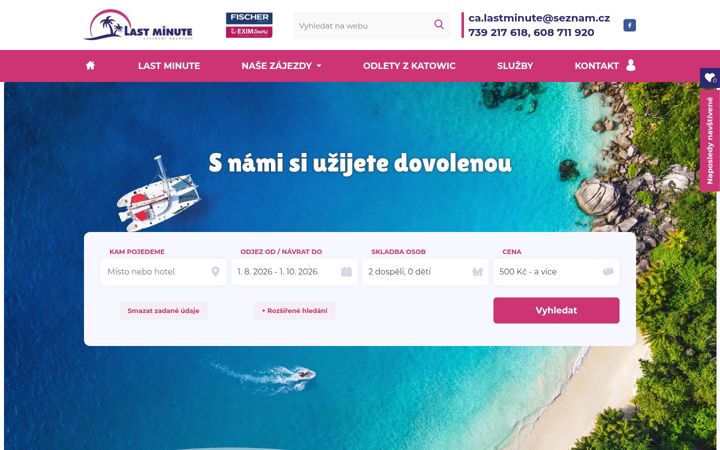 Ekraanipilt saidist ca-lastminute.cz