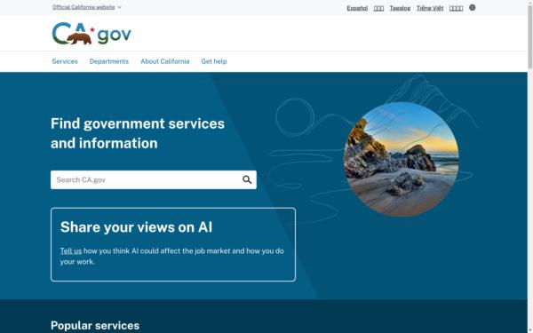Screenshot of ca.gov