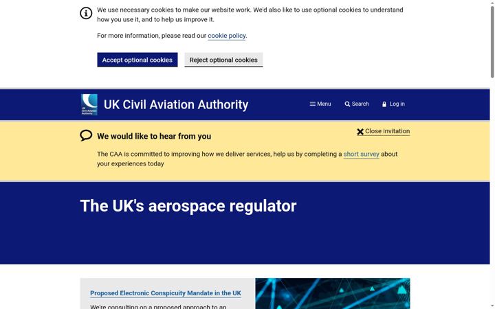 Ekrānuzņēmums no caa.co.uk