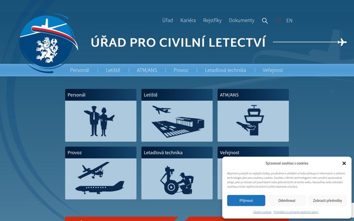 Snimka zaslona za caa.cz