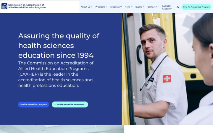 Screenshot of caahep.org