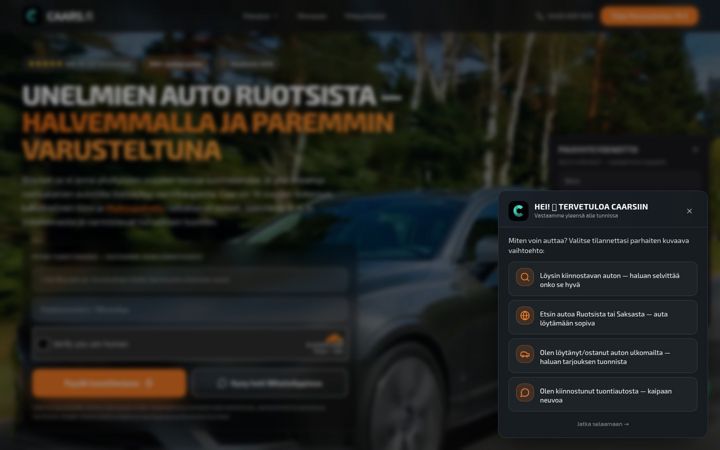 Screenshot of caars.fi