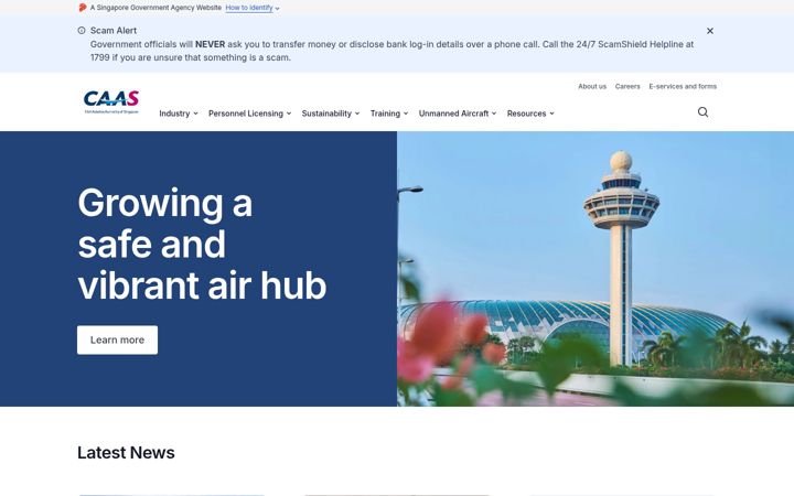 Screenshot of caas.gov.sg