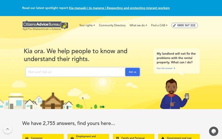 Screenshot ta' cab.org.nz