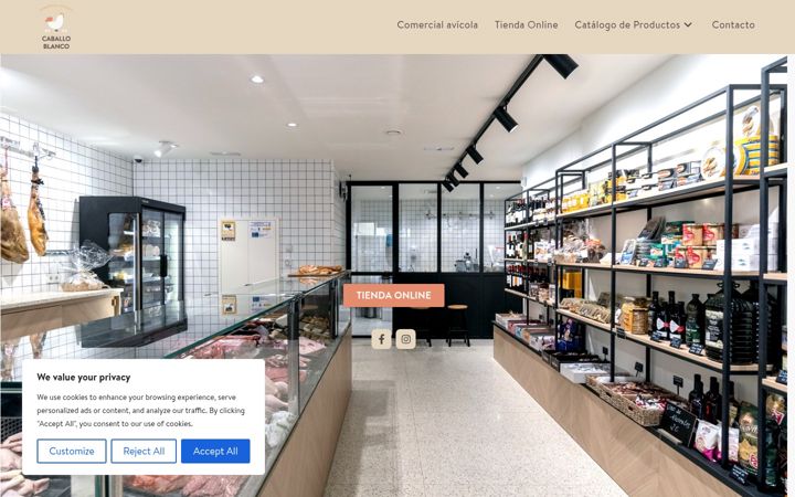 Captură de ecran a caballoblancogourmet.es