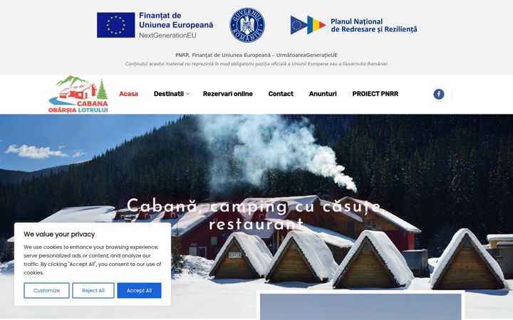 Screenshot stránky cabanaobarsialotrului.ro