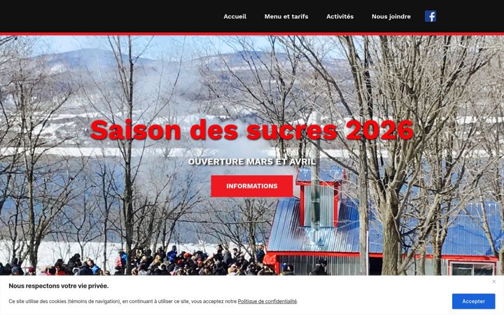 Screenshot of cabaneasucrefamiliale.com