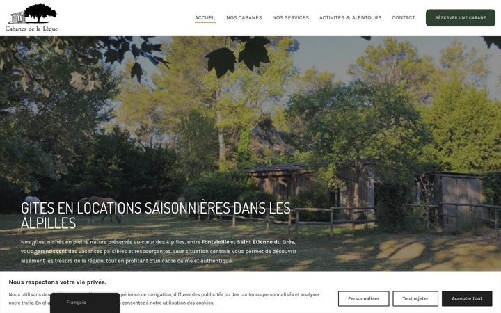 Screenshot of cabanedelaleque.com