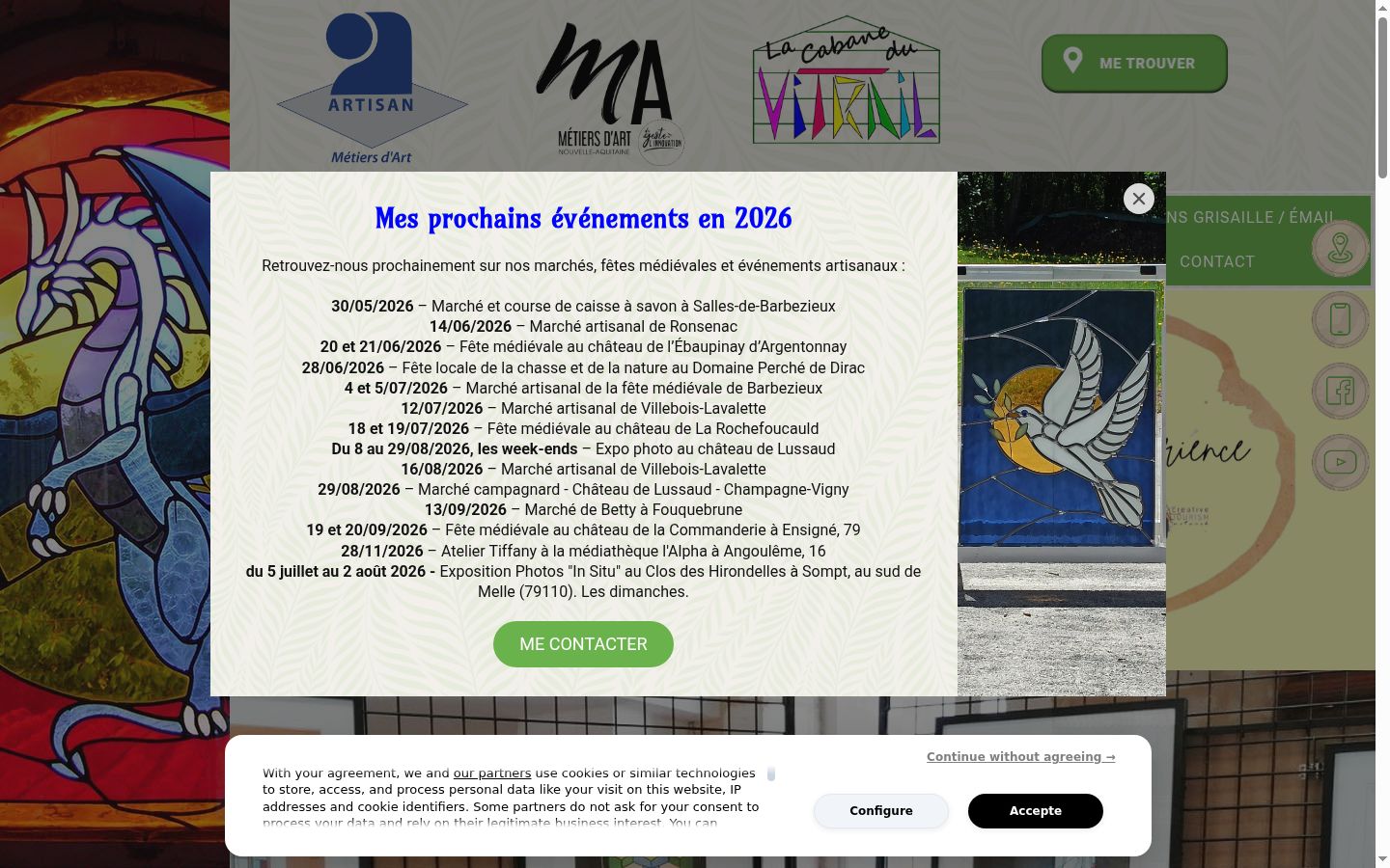 Capture d'écran de la bannière de consentement affichée avant toute interaction