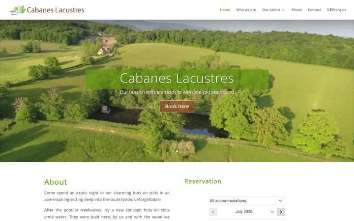 Screenshot van cabanes-lacustres.fr