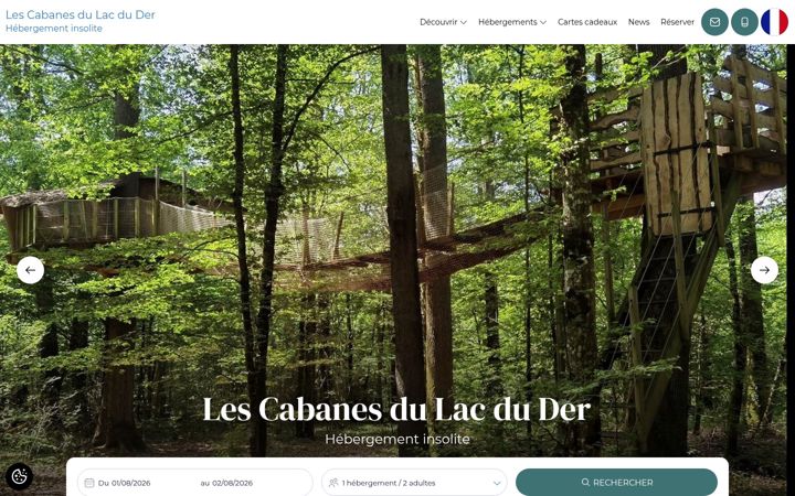 Screenshot of cabanesdulacduder.com