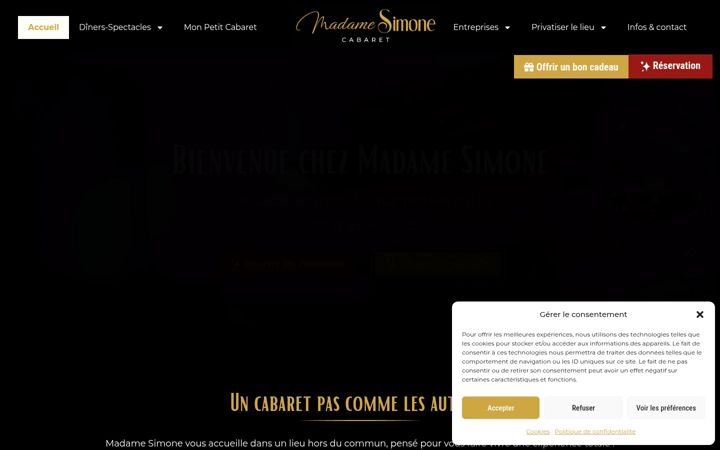 Screenshot of cabaret-madame-simone.fr