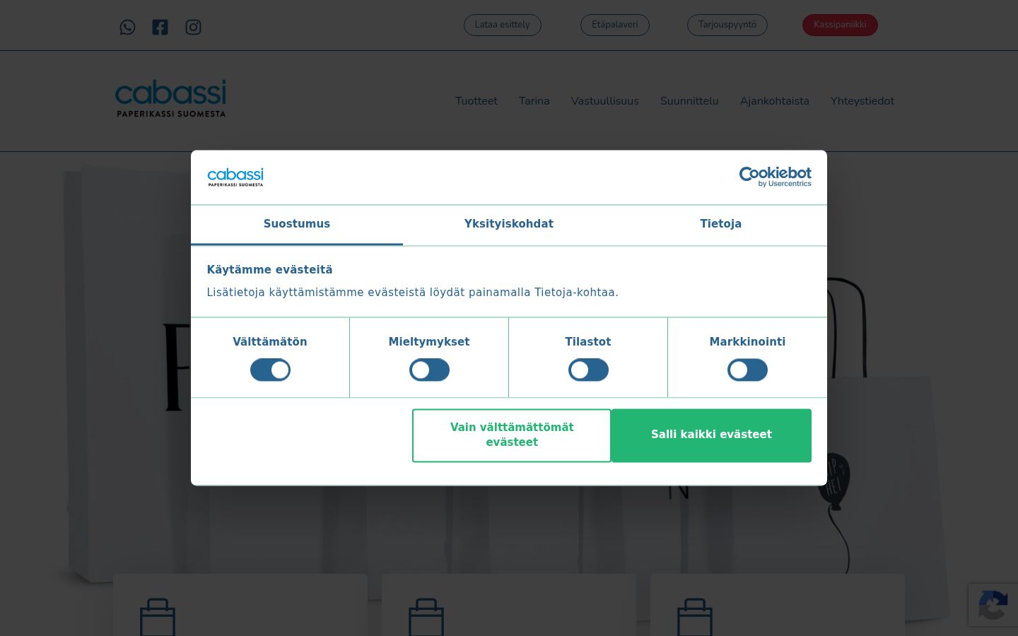 Screenshot of the consent banner shown before any interaction