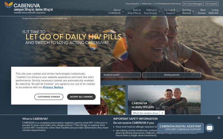 Screenshot of cabenuva.com