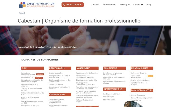 Captură de ecran a cabestan-formation.fr