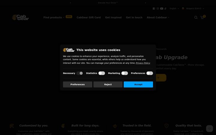 Screenshot ta' cabgear.com