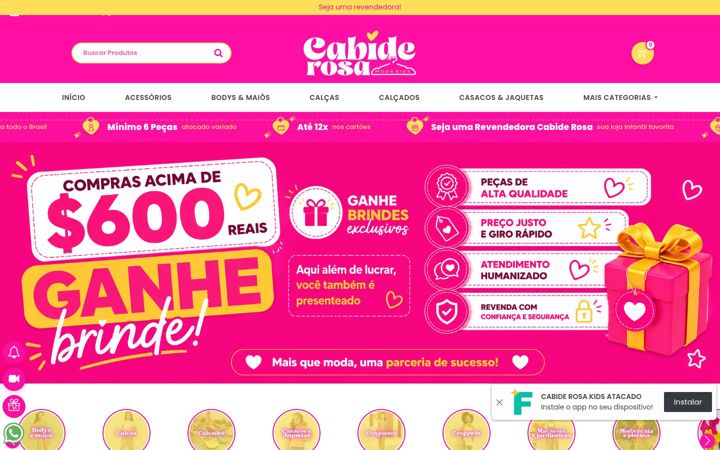 Екранна снимка на cabiderosakids.com.br