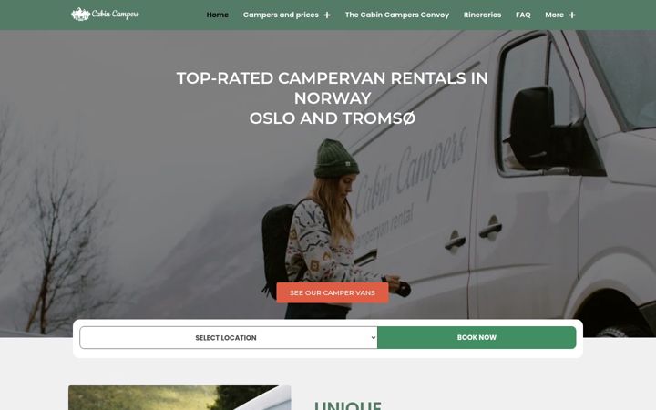 Screenshot of cabincampers.no