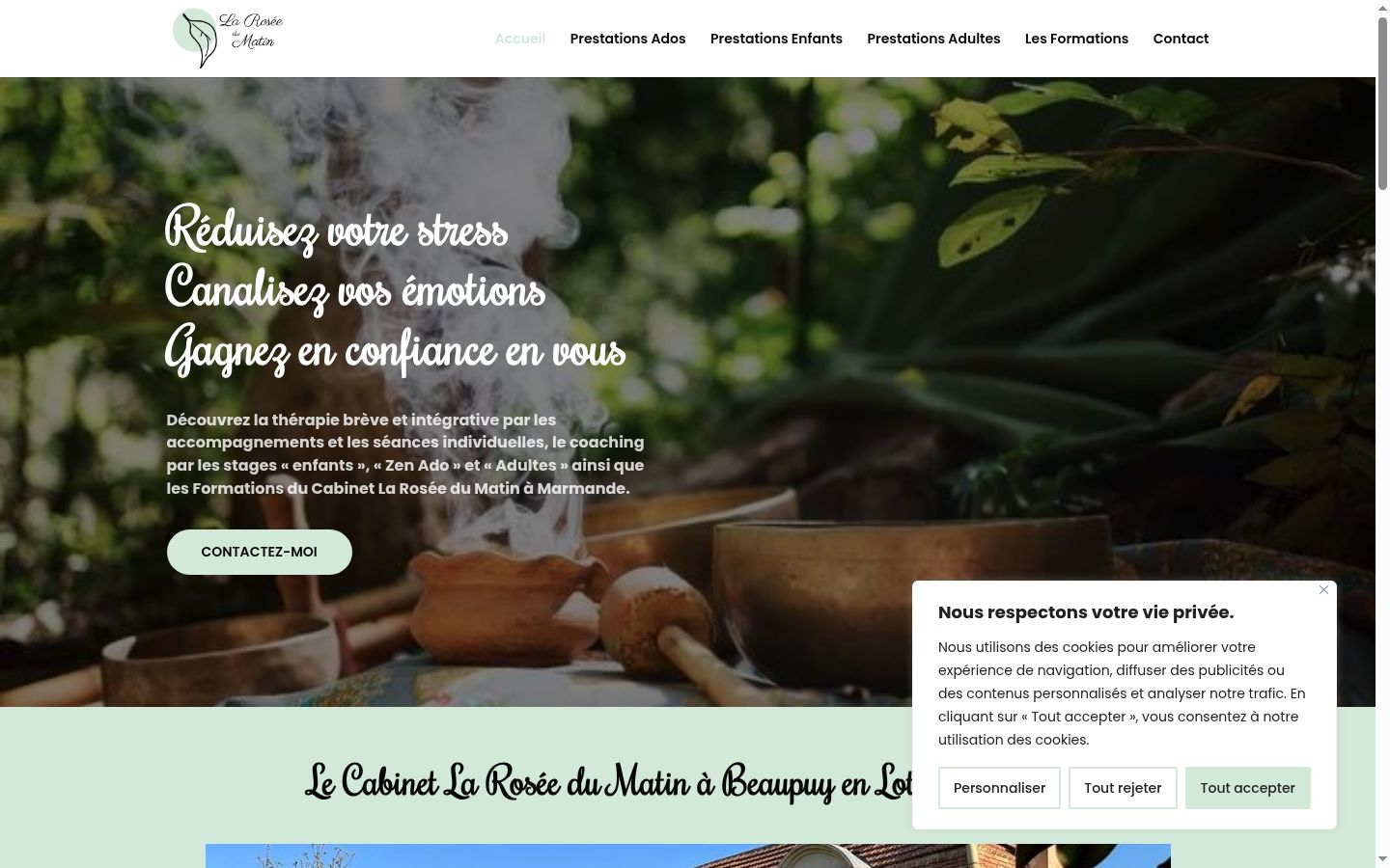 Capture d'écran de la bannière de consentement affichée avant toute interaction