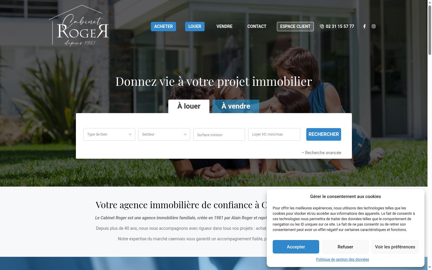 Screenshot of the consent banner shown before any interaction