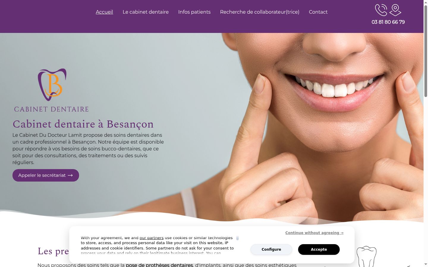 Captura de ecrã do banner de consentimento apresentado antes de qualquer interação