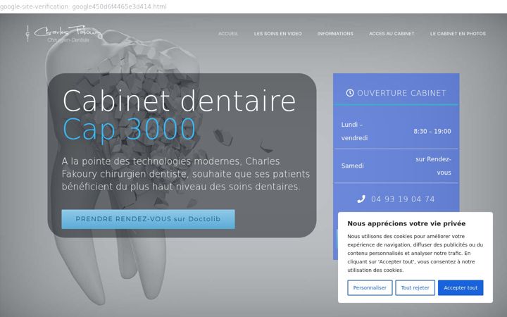 Ekrano kopija cabinetdentairecap3000.fr
