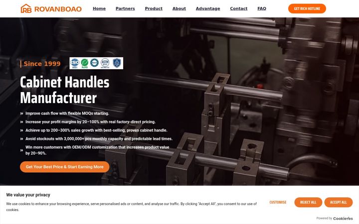 Screenshot of cabinethandleswholesale.com