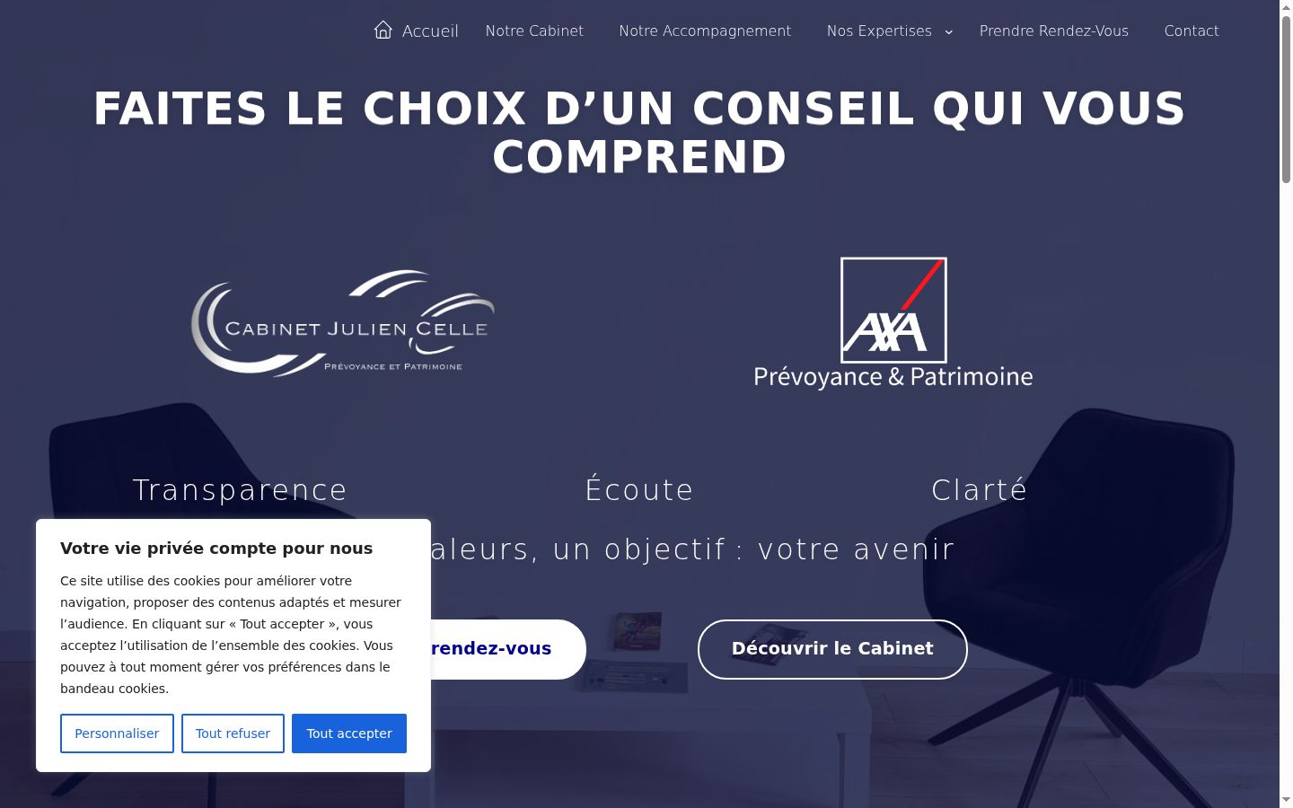 Screenshot del banner di consenso mostrato prima di qualsiasi interazione