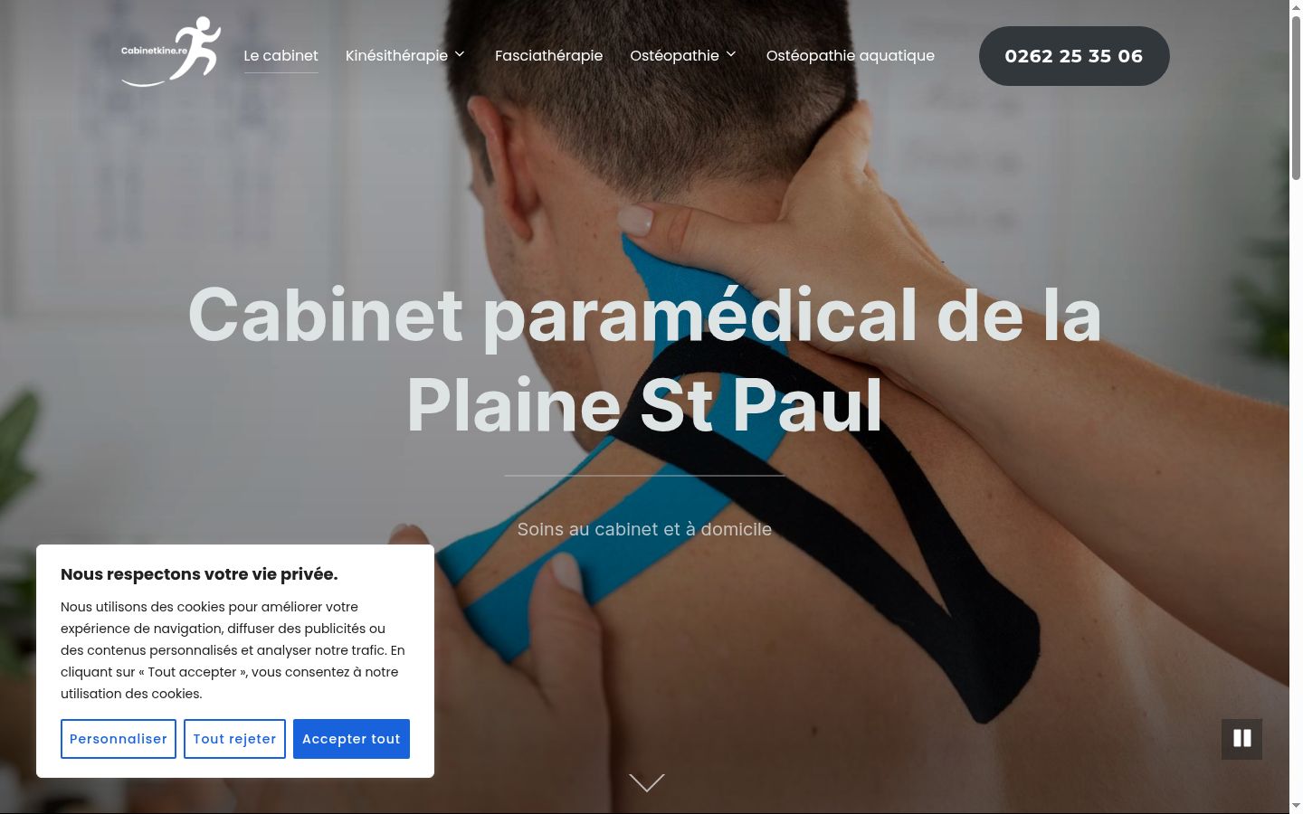 Capture d'écran de la bannière de consentement affichée avant toute interaction
