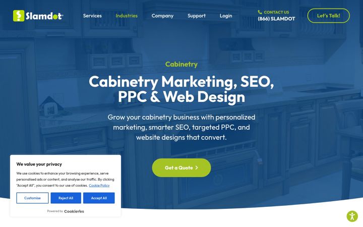 Screenshot of cabinetrymarketing.com