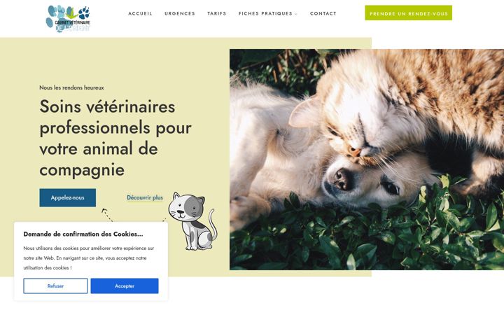 Screenshot stránky cabinetveterinairedelorient.be