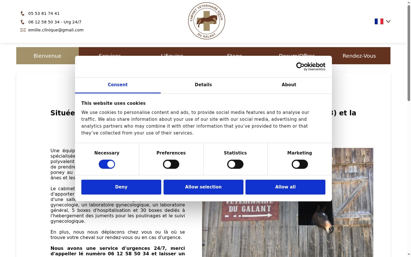 Screenshot del banner di consenso mostrato prima di qualsiasi interazione